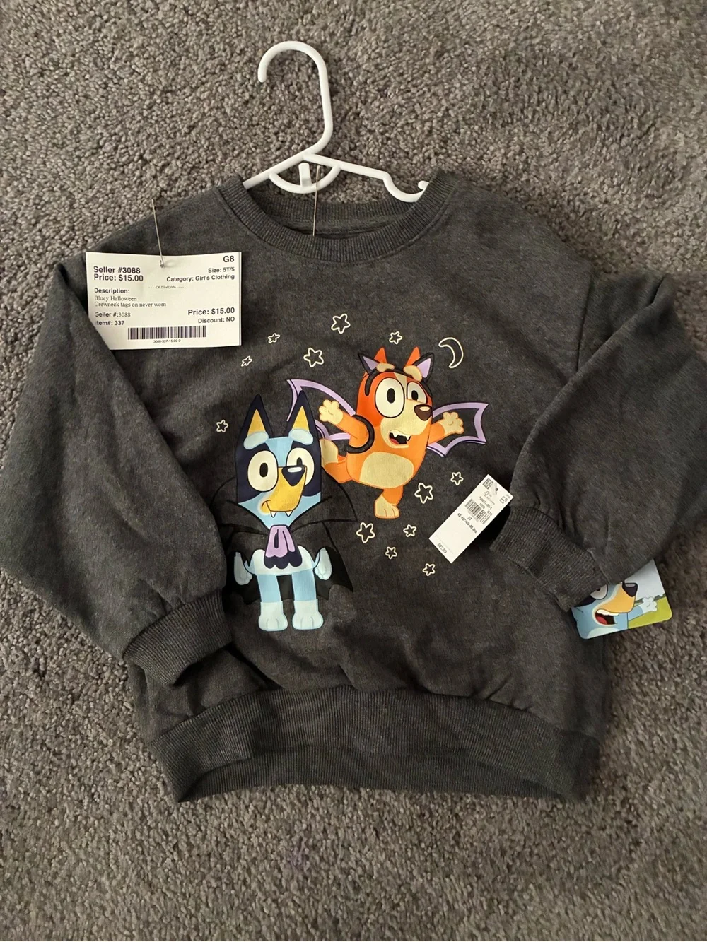 GAP Kids Charcoal Sweatshirt with Bluey Character Print